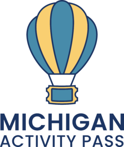 hot air balloon logo with Michigan Activity Pass text