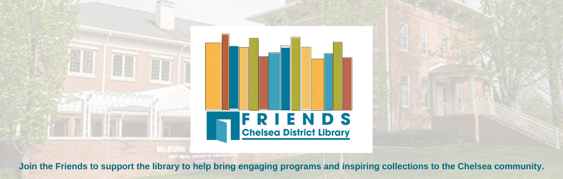 Image of the chelsea district library and the Friends of CDL logo