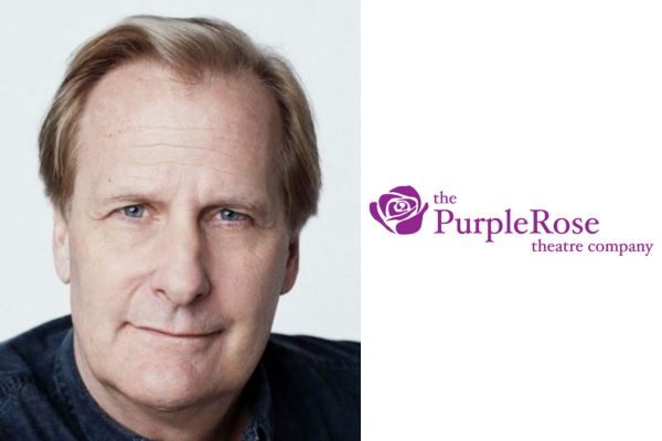 actor Jeff Daniels headshot and Purple Rose Theatre Company logo