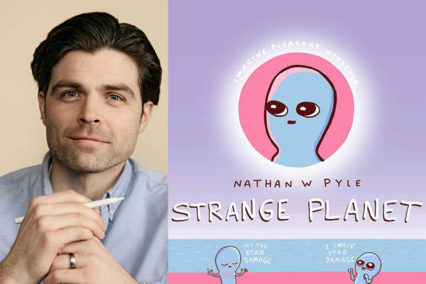 Image of Author Nathan Pyle and his book Strange Planet