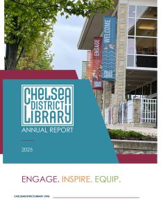 Image of east side of the library with CDL logo and 2025 Annual Report title